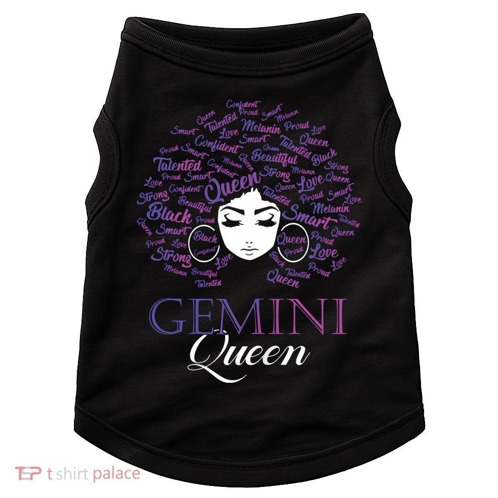 Womens Black Womens Afro Hair Gemini Queen Birthday Gift Doggie Tank