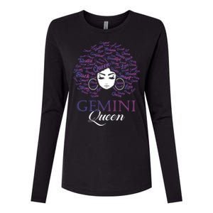 Womens Black Womens Afro Hair Gemini Queen Birthday Gift Womens Cotton Relaxed Long Sleeve T-Shirt