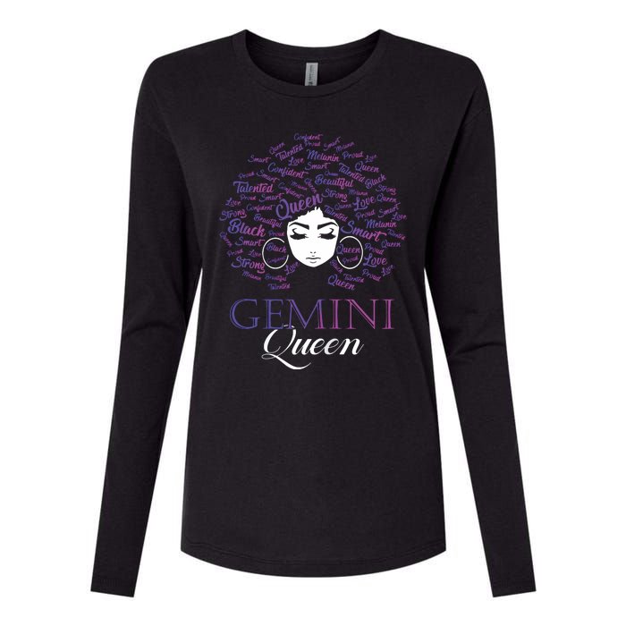 Womens Black Womens Afro Hair Gemini Queen Birthday Gift Womens Cotton Relaxed Long Sleeve T-Shirt