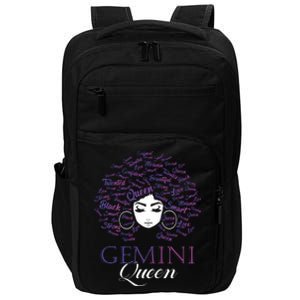 Womens Black Womens Afro Hair Gemini Queen Birthday Gift Impact Tech Backpack