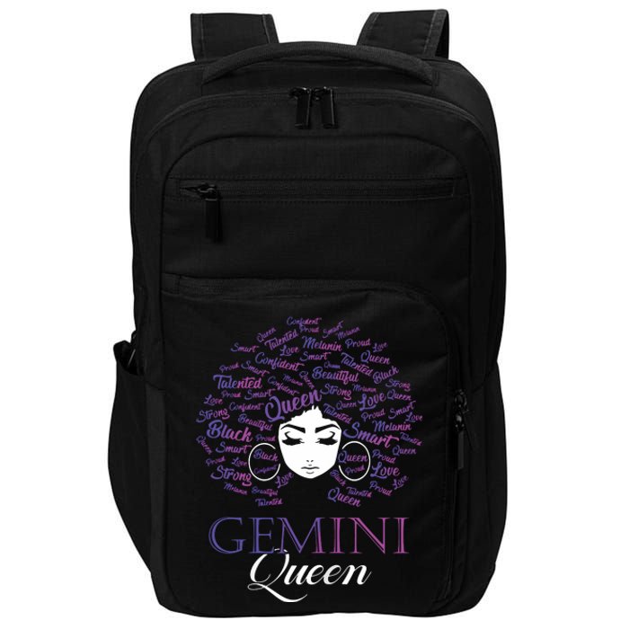 Womens Black Womens Afro Hair Gemini Queen Birthday Gift Impact Tech Backpack