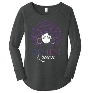 Womens Black Womens Afro Hair Gemini Queen Birthday Gift Women's Perfect Tri Tunic Long Sleeve Shirt