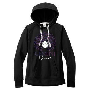 Womens Black Womens Afro Hair Gemini Queen Birthday Gift Women's Fleece Hoodie