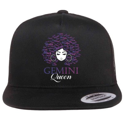 Womens Black Womens Afro Hair Gemini Queen Birthday Gift Flatbill Hat