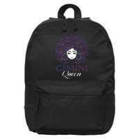 Womens Black Womens Afro Hair Gemini Queen Birthday Gift 16 in Basic Backpack