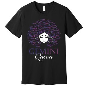 Womens Black Womens Afro Hair Gemini Queen Birthday Gift Premium T-Shirt