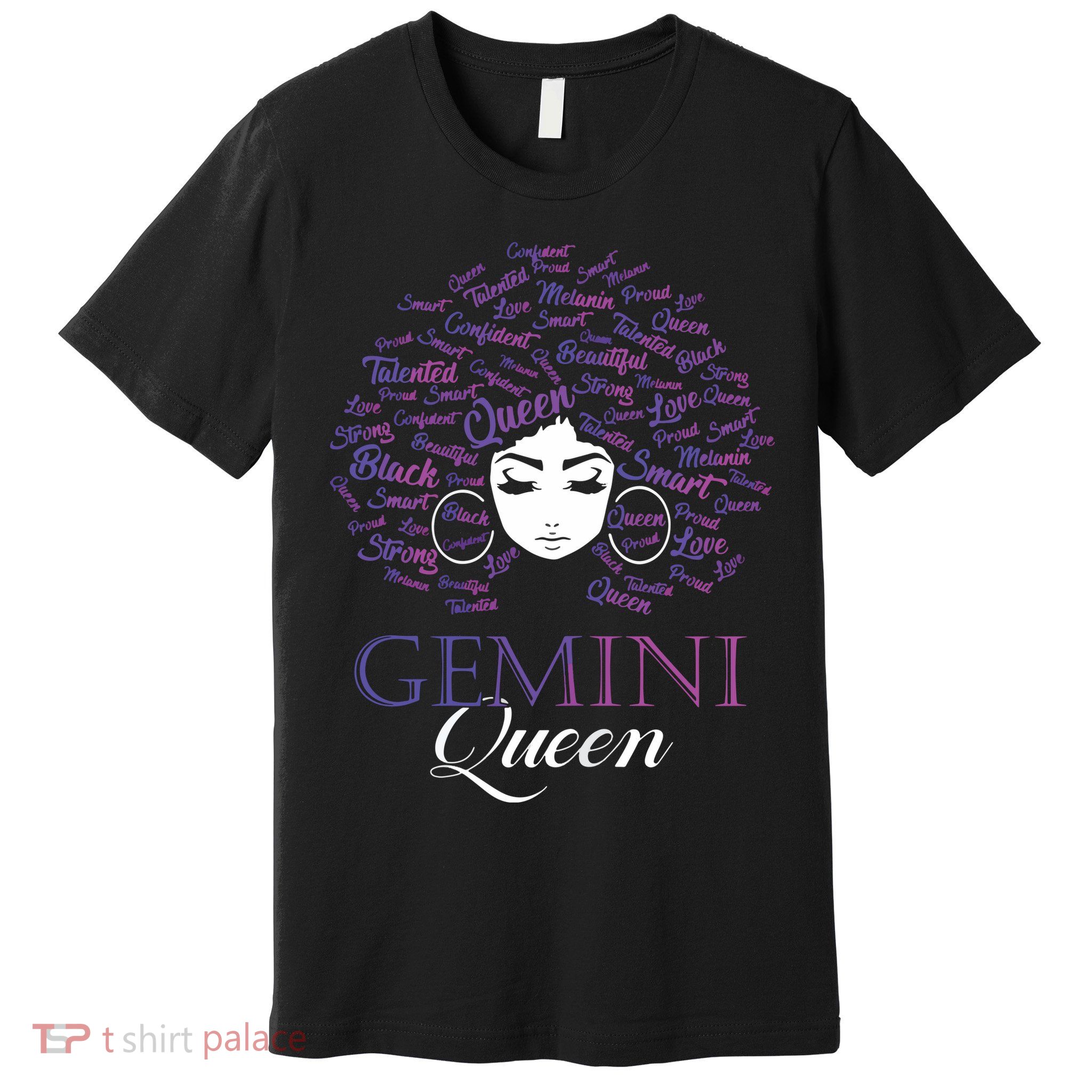 Womens Black Womens Afro Hair Gemini Queen Birthday Gift Premium T-Shirt