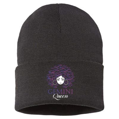 Womens Black Womens Afro Hair Gemini Queen Birthday Gift Sustainable Knit Beanie
