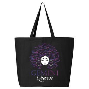 Womens Black Womens Afro Hair Gemini Queen Birthday Gift 25L Jumbo Tote