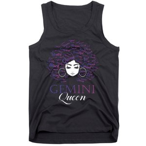 Womens Black Womens Afro Hair Gemini Queen Birthday Gift Tank Top