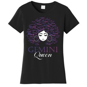 Womens Black Womens Afro Hair Gemini Queen Birthday Gift Women's T-Shirt