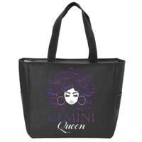 Womens Black Womens Afro Hair Gemini Queen Birthday Gift Zip Tote Bag