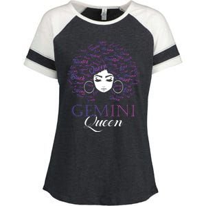 Womens Black Womens Afro Hair Gemini Queen Birthday Gift Enza Ladies Jersey Colorblock Tee