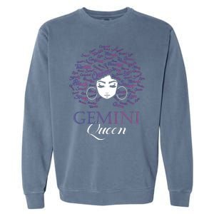 Womens Black Womens Afro Hair Gemini Queen Birthday Gift Garment-Dyed Sweatshirt