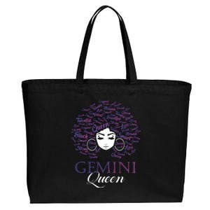 Womens Black Womens Afro Hair Gemini Queen Birthday Gift Cotton Canvas Jumbo Tote