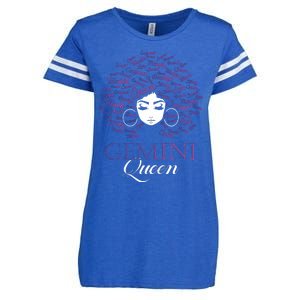 Womens Black Womens Afro Hair Gemini Queen Birthday Gift Enza Ladies Jersey Football T-Shirt