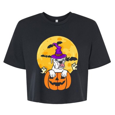 White Boxer Witch Dog Lover Halloween Costume Bella+Canvas Jersey Crop Tee