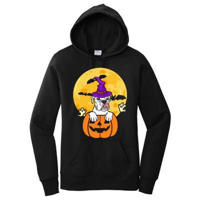 White Boxer Witch Dog Lover Halloween Costume Women's Pullover Hoodie