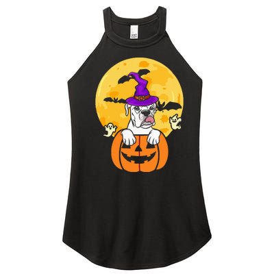 White Boxer Witch Dog Lover Halloween Costume Women’s Perfect Tri Rocker Tank