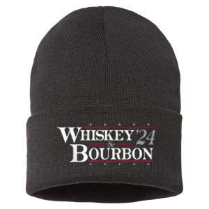 Whiskey Bourbon Whiskey 24 And Bourbon Funny Gift Sustainable Knit Beanie