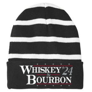 Whiskey Bourbon Whiskey 24 And Bourbon Funny Gift Striped Beanie with Solid Band