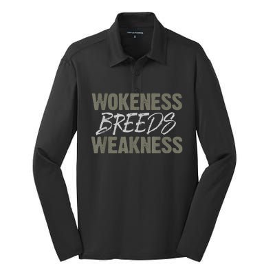 Wokeness Breeds Weakness Silk Touch Performance Long Sleeve Polo