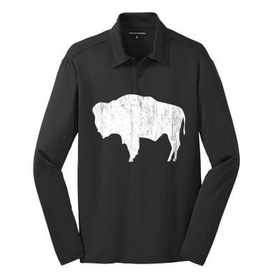 Wyoming Bison Silk Touch Performance Long Sleeve Polo