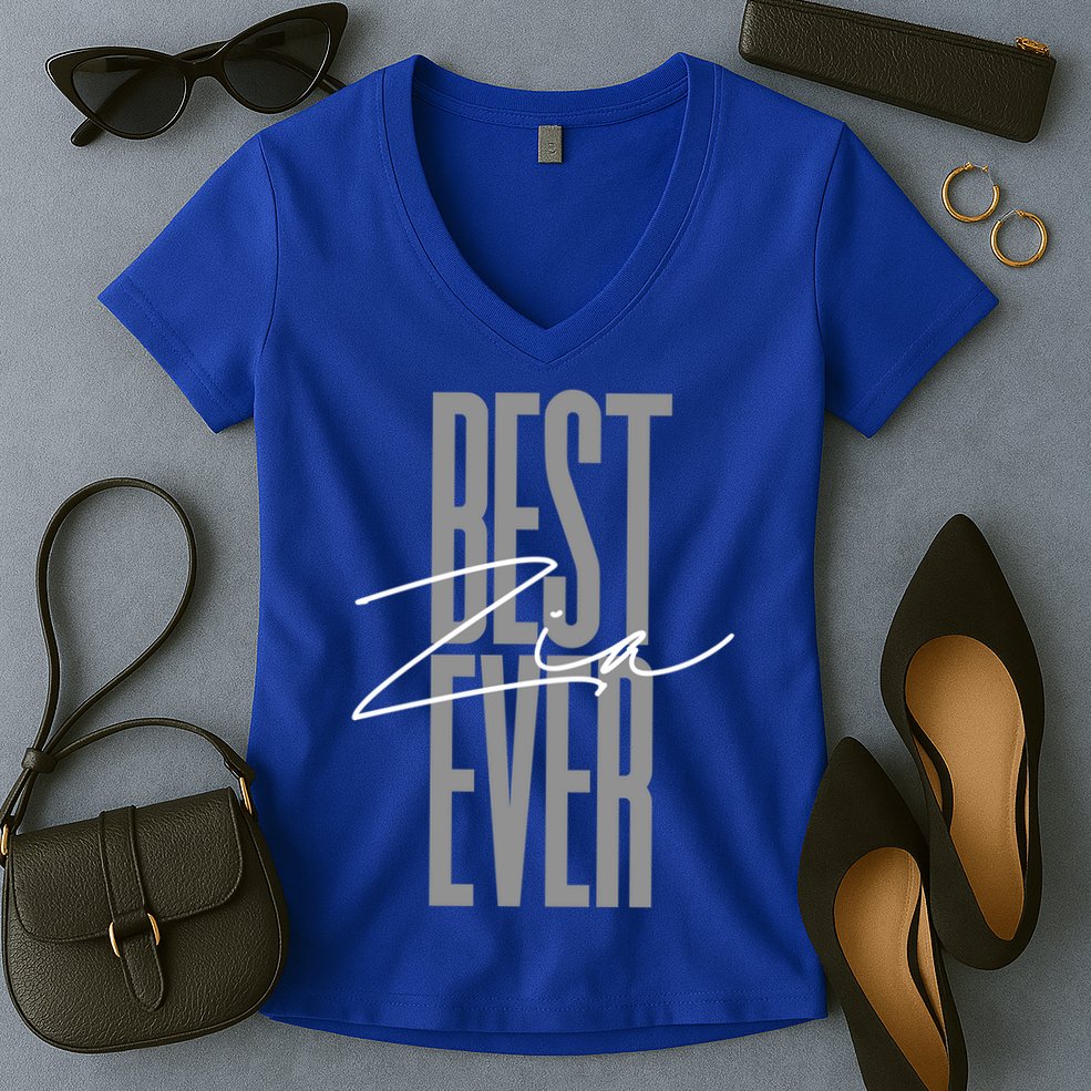 Wo Best Zia Ever Tee Aunt Italian Auntie Gift Funny Gift Women's V-Neck T-Shirt