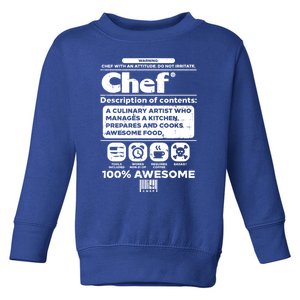 Warning Chef 100% Awesome Culinary Artist Gift Toddler Sweatshirt