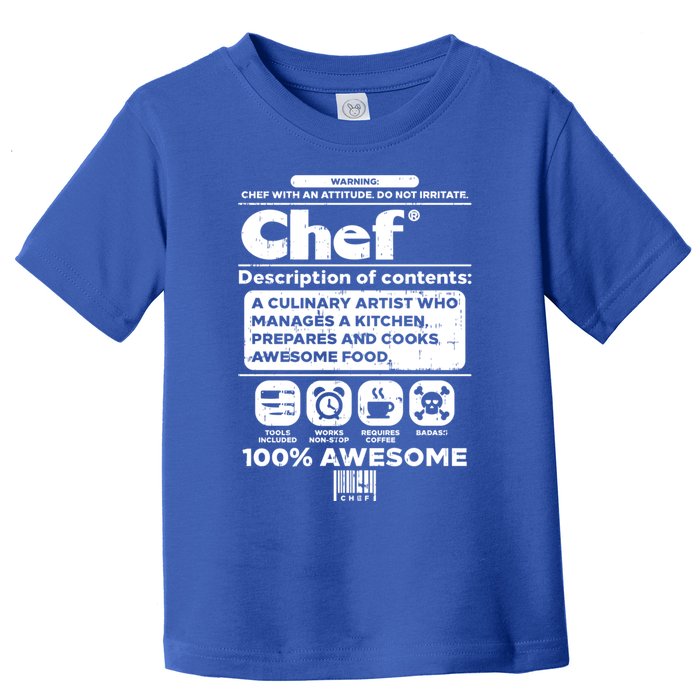 Warning Chef 100% Awesome Culinary Artist Gift Toddler T-Shirt