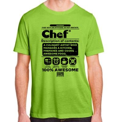 Warning Chef 100% Awesome Culinary Artist Gift Funny Gift Adult ChromaSoft Performance T-Shirt