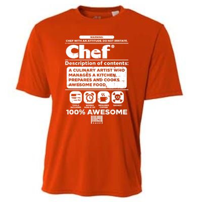 Warning Chef 100% Awesome Culinary Artist Gift Funny Gift Cooling Performance Crew T-Shirt