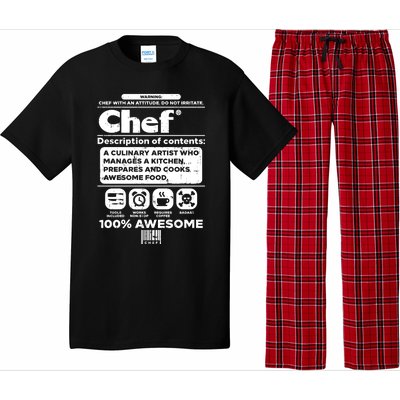 Warning Chef 100% Awesome Culinary Artist Gift Funny Gift Pajama Set