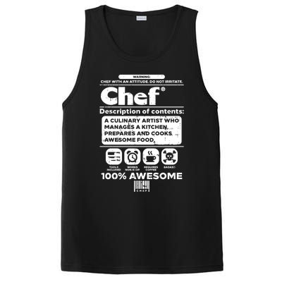 Warning Chef 100% Awesome Culinary Artist Gift Funny Gift PosiCharge Competitor Tank