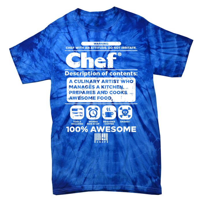 Warning Chef 100% Awesome Culinary Artist Gift Funny Gift Tie-Dye T-Shirt