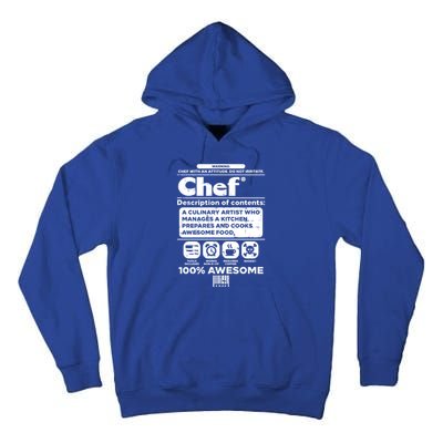 Warning Chef 100% Awesome Culinary Artist Gift Funny Gift Tall Hoodie