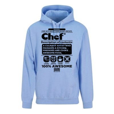 Warning Chef 100% Awesome Culinary Artist Gift Funny Gift Unisex Surf Hoodie