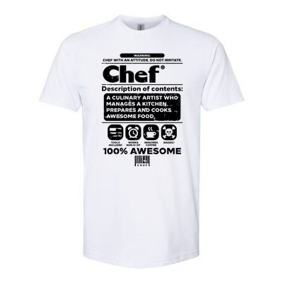 Warning Chef 100% Awesome Culinary Artist Gift Funny Gift Softstyle® CVC T-Shirt