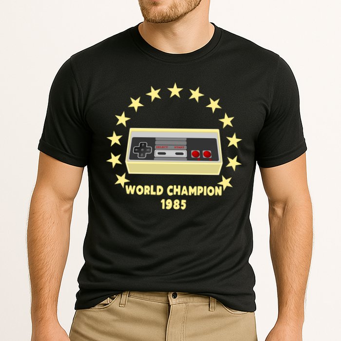 World Champion 1985 Retro Gaming Controller Gift Cooling Performance Crew T-Shirt