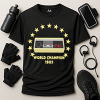 World Champion 1985 Retro Gaming Controller Gift Cooling Performance Crew T-Shirt