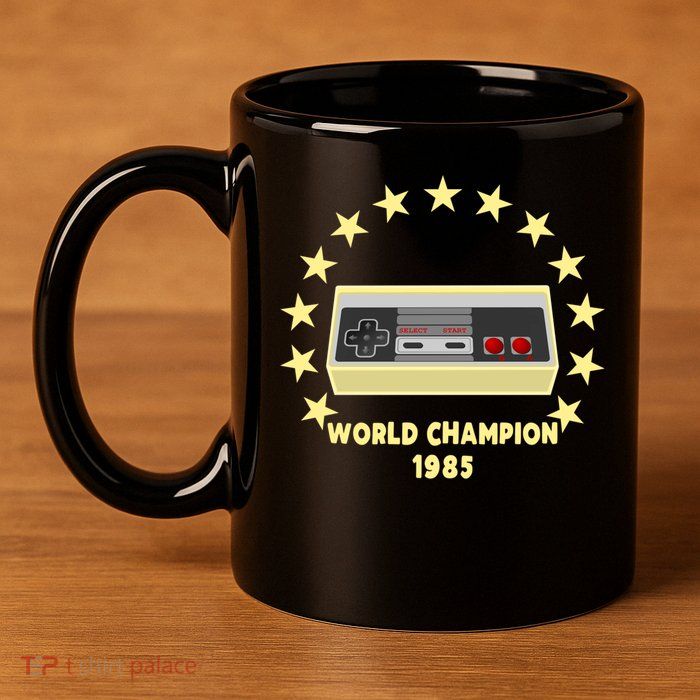 World Champion 1985 Retro Gaming Controller Gift 11oz C Handle Ceramic Mug