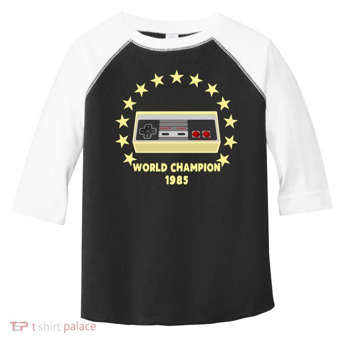 World Champion 1985 Retro Gaming Controller Gift Toddler Fine Jersey T-Shirt