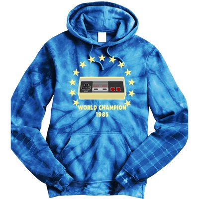 World Champion 1985 Retro Gaming Controller Gift Tie Dye Hoodie
