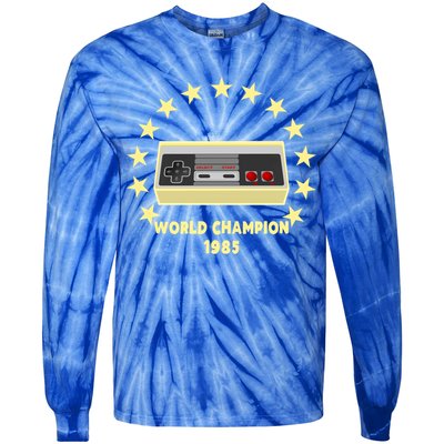 World Champion 1985 Retro Gaming Controller Gift Tie-Dye Long Sleeve Shirt