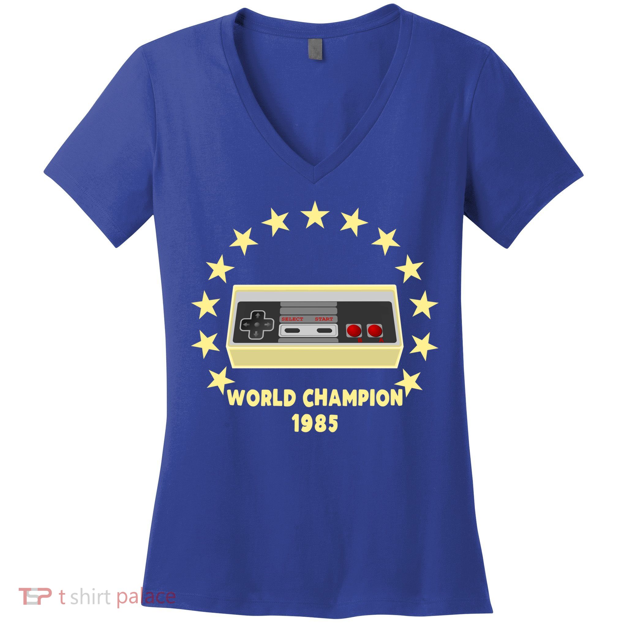 World Champion 1985 Retro Gaming Controller Gift Women's V-Neck T-Shirt