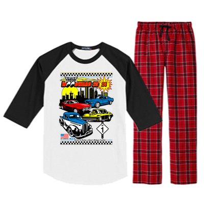 Woodward Cruise 2024 Classic Cars Cruising Downtown Skyline Raglan Sleeve Pajama Set