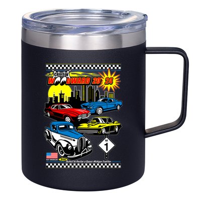 Woodward Cruise 2024 Classic Cars Cruising Downtown Skyline 12oz Stainless Steel Coffee Mug