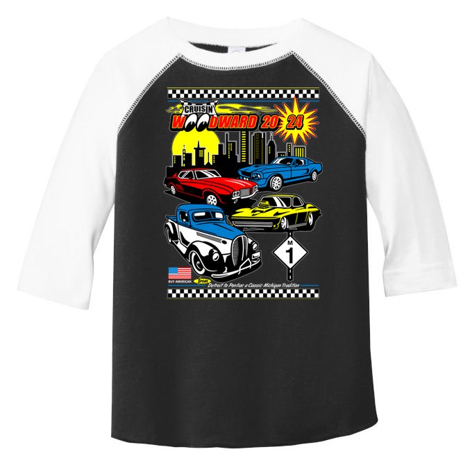 Woodward Cruise 2024 Classic Cars Cruising Downtown Skyline Toddler Fine Jersey T-Shirt