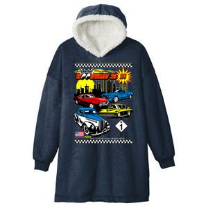 Woodward Cruise 2024 Classic Cars Cruising Downtown Skyline Hooded Wearable Blanket