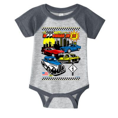 Woodward Cruise 2024 Classic Cars Cruising Downtown Skyline Infant Baby Jersey Bodysuit